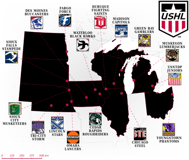 команды хоккейной лиги USHL, США